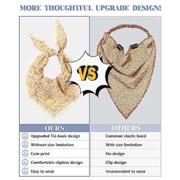 AWAYTR 3Pcs Hair Bandanas Head Kerchief for Women Girls Tie-Back Boho Hair Scarf Headband Bandana Triangle Head Scarf (Floral - Blue/Black/Yellow)