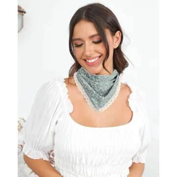 AWAYTR 3Pcs Hair Bandanas Head Kerchief for Women Girls Tie-Back Boho Hair Scarf Headband Bandana Triangle Head Scarf (Floral - Blue/Black/Yellow)