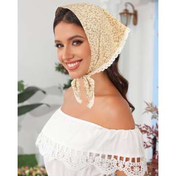 AWAYTR 3Pcs Hair Bandanas Head Kerchief for Women Girls Tie-Back Boho Hair Scarf Headband Bandana Triangle Head Scarf (Floral - Blue/Black/Yellow)