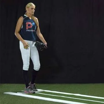 On Deck Sports Softball Pitching Lane Pro Mat – Non-Slip Backing, Inlaid Powerline, NCAA Compliant, Includes Carrying Case, Indoor Training Aid, 3' x 10'