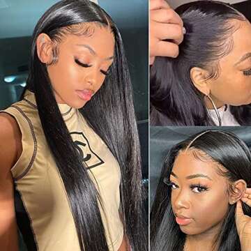 VIPbeauty 28 Inch 13x4 Transparent Lace Front Wig Human Hair 180 Density Brazilian Straight Virgin Human Hair Wig Lace Frontal Wig For Black Women Pre Plucked With Baby Hair