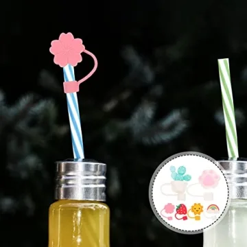 Cute Cartoon Silicone Straw Covers - 6 Pcs Reusable Caps