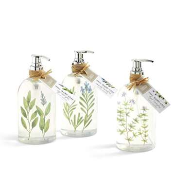 Two's Company Refillable 16.9 oz Herbal Hand Soap Pump Dispenser Bottle Collection (Rosemary Lemongrass)