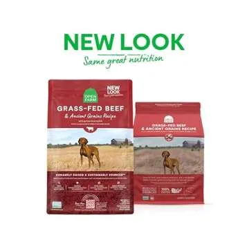 Open Farm, Ancient Grains Dry Dog Food, Protein-Rich & Nutrient Dense, 90% Animal Protein Mixed with Non-GMO Fruits, Veggies and Superfoods, Grass-Fed Beef Recipe, 4lb Bag
