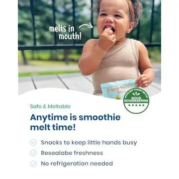 Amara Smoothie Melts - Mighty Sweet Greens - Baby Snacks Made With Fruits and Vegetables - Healthy Toddler Snacks For Your Kids Lunch Box - Organic Plant Based Yogurt Melts - 6 Resealable Bags