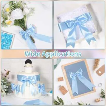 Blue Ribbon, 60 Yards 1 1/2 Inch Light Blue Ribbon Baby Blue Satin Ribbon Valentines Ribbon for Baby Shower Flower Bouquet Gift Wrapping Valentine's Day Decorations