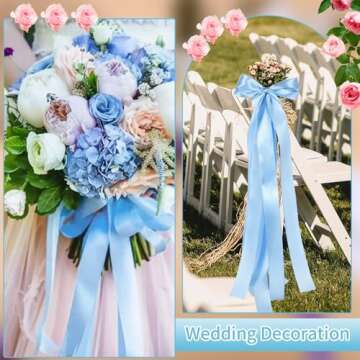 Blue Ribbon, 60 Yards 1 1/2 Inch Light Blue Ribbon Baby Blue Satin Ribbon Valentines Ribbon for Baby Shower Flower Bouquet Gift Wrapping Valentine's Day Decorations