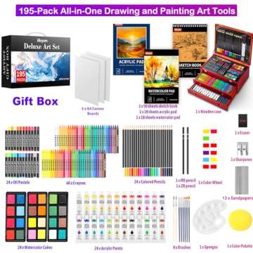 Art Supplies, iBayam 195 Pack Art Set Drawing Kit for Kids Teens Girls Boys Adult, Arts and Crafts P...