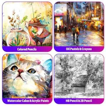 Art Supplies, iBayam 195 Pack Art Set Drawing Kit for Kids Teens Girls Boys Adult, Arts and Crafts Painting Kit, Art Kits Paint Set with Acrylic Pad, Sketchbooks, Watercolor Pad, Canvases, Gift Box