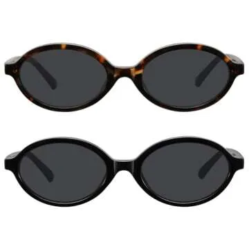 WOWSUN Retro Oval Sunglasses Womens Trendy Sun Glasses Sunnies UV400 Protection