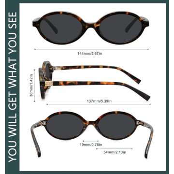 WOWSUN Retro Oval Sunglasses Womens Trendy Sun Glasses Sunnies UV400 Protection