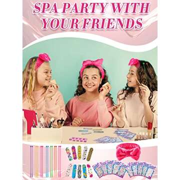 Xuhal 92 Pcs Spa Party Favors for Girls Slumber Party Supplies Kids Satin Robes Sleepover with Gift Bags for Girl Kids Birthday Gifts Total 10 Sets(Rose,14)