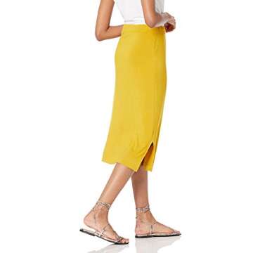 Amazon Essentials Women's Pull-On Knit Midi Skirt - Dark Yellow, Small