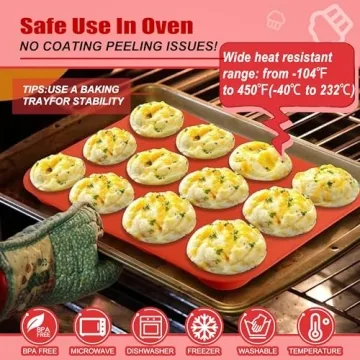 Keliwa Silicone Muffin Pan - 12 Cup Non-Stick Baking
