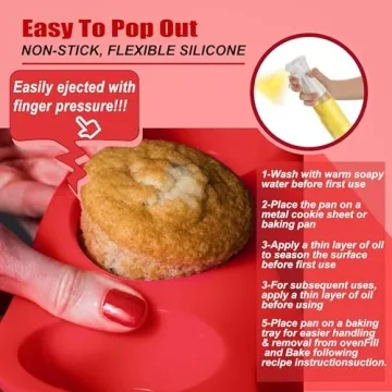 Keliwa Silicone Muffin Pan - 12 Cup Non-Stick Baking