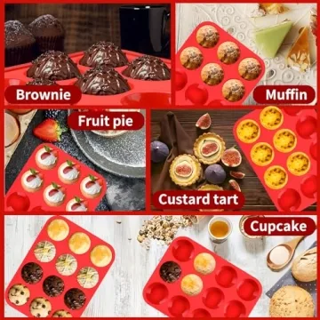 Keliwa Silicone Muffin Pan - 12 Cup Non-Stick Baking
