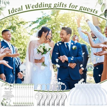 Fulmoon 50 Sets Wedding Multi Function Bottle Opener Nail Clipper Wedding Favors Brewery 50 Cards 50 White Organza Bags for Party Supplies Gift Souvenir Guests Men Women