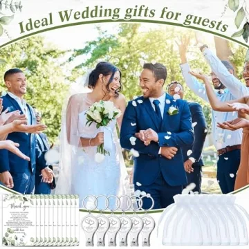 Fulmoon 50 Sets Wedding Multi Function Bottle Opener Nail Clipper Wedding Favors Brewery 50 Cards 50 White Organza Bags for Party Supplies Gift Souvenir Guests Men Women