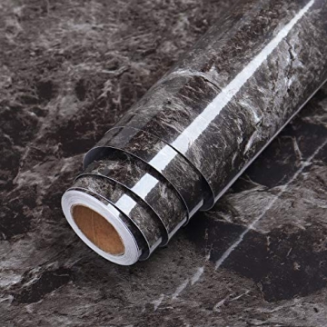 LACHEERY Black Sandstone Marble Contact Paper for Stylish Home Upgrades, Waterproof and Removable