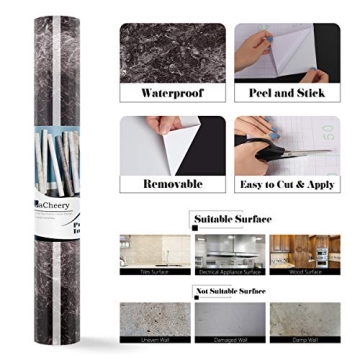 LACHEERY Black Sandstone Marble Contact Paper - Stylish Upgrade