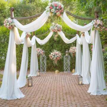Wedding Arch Draping Fabric White Arch Drapes Sheer Backdrop Curtain for Ceremony Wedding Arches Decor 19Ft Length x 28" Width 1 Panel