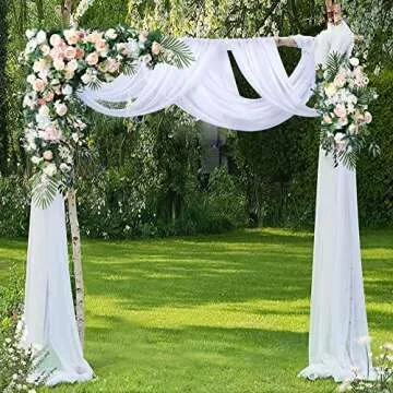 Wedding Arch Draping Fabric White Arch Drapes Sheer Backdrop Curtain for Ceremony Wedding Arches Decor 19Ft Length x 28" Width 1 Panel