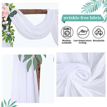 Wedding Arch Draping Fabric White Arch Drapes Sheer Backdrop Curtain for Ceremony Wedding Arches Decor 19Ft Length x 28" Width 1 Panel