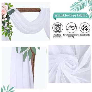 Wedding Arch Draping Fabric White Arch Drapes Sheer Backdrop Curtain for Ceremony Wedding Arches Decor 19Ft Length x 28" Width 1 Panel