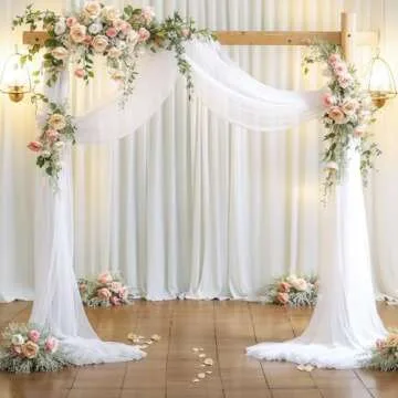 Wedding Arch Draping Fabric White Arch Drapes Sheer Backdrop Curtain for Ceremony Wedding Arches Decor 19Ft Length x 28" Width 1 Panel