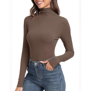 Gembera Women's Stylish Long Sleeve Turtleneck Top