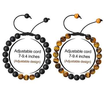 M MOOHAM Bracelets for Men - Unique Healing Beaded Tiger Eye Bracelets