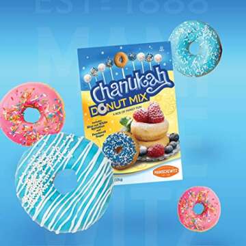 Hanukkah Donut Mix - Includes Blue and White Sprinkles and Powdered Sugar, Fun Chanukah Activity for the Whole Family!