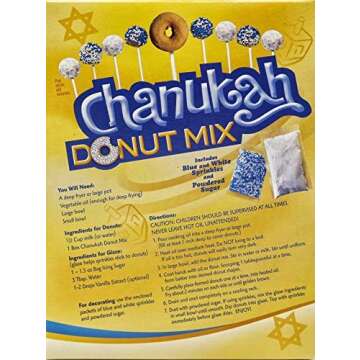 Hanukkah Donut Mix - Includes Blue and White Sprinkles and Powdered Sugar, Fun Chanukah Activity for the Whole Family!