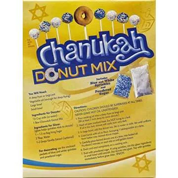 Hanukkah Donut Mix - Includes Blue and White Sprinkles and Powdered Sugar, Fun Chanukah Activity for the Whole Family!