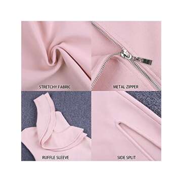 UONBOX Women's One Shoulder Sleeveless Knee Length Side Split Fashion Bandage Dress (M, Apricot)