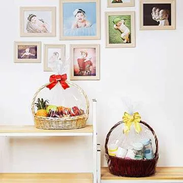 LazyMe Extra Large Jumbo Shrink Wrap Bags Cellophane Bags for Gift Baskets - 40x47 Inch Christmas Basket Bags (5 pcs, XXXL)