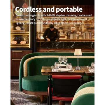 KDG Cordless LED Table Lamp Set of 2, Rechargeable & Dimmable