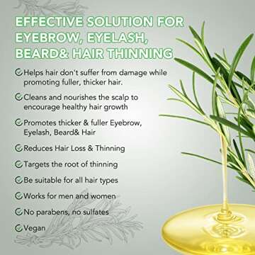 2oz Multipurpose Rosemary Essential Oil 100% Pure Organic Natural for Hair Growth, Eyebrow, Eyelash, Beard& Thinning Hair, Nourish Scalp, Improve Blood Circulation, Hair Loss Treatment