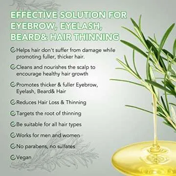 2oz Multipurpose Rosemary Essential Oil 100% Pure Organic Natural for Hair Growth, Eyebrow, Eyelash, Beard& Thinning Hair, Nourish Scalp, Improve Blood Circulation, Hair Loss Treatment