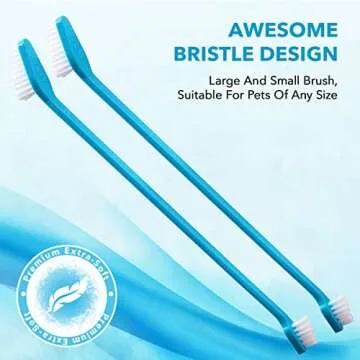 BOSHEL 3 Pc Dog Toothbrush - 2 Dog Tooth Brush + Dog Finger Toothbrush, Dual Headed Toothbrush For Dogs, Dog & Cat Toothbrush For Small & Large Breeds, Dog Tooth Brushing Kit, Puppy Toothbrush For Pet