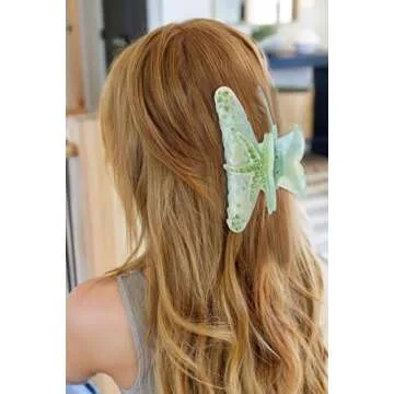 LILIE&WHITE Hair Clip, Starfish Design, Acrylic, Green, Hair Accessories, Strong Hold, Fashion Hair Clamps, Women, Girls