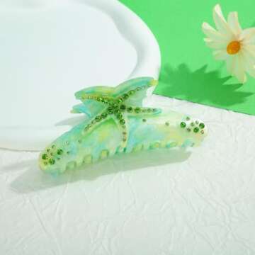 LILIE&WHITE Hair Clip, Starfish Design, Acrylic, Green, Hair Accessories, Strong Hold, Fashion Hair Clamps, Women, Girls