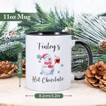 Christmas Coffee Mugs Personalized Name Christmas Mug Kids Christmas Hot Chocolate Mug 11 oz Ceramic Tea Cup Snowman Elf Gingerbread Mug Customized Christmas Winter Holiday Gifts Xmas Decoration
