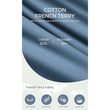 ODODOS Women's Sweat Shorts 5" Cotton French Terry High Waist Workout Casual Lounge Shorts with Pockets, Steel Blue, Medium