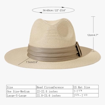 Lanzom Wide Brim Straw Panama Hat for Women