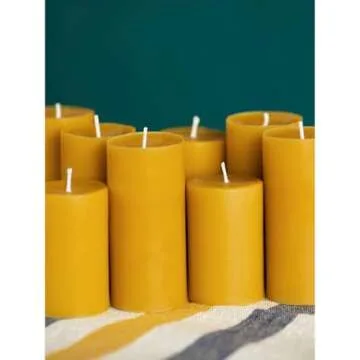 CANDWAX Beeswax Pillar Candles Set of 3 - Eco-Friendly Home Decor