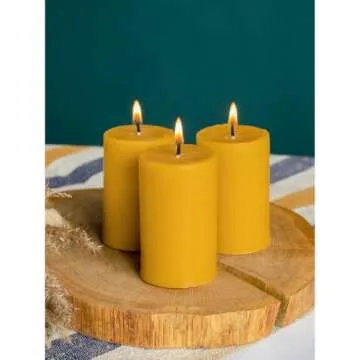 CANDWAX Beeswax Pillar Candles Set of 3 - Eco-Friendly Home Decor