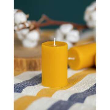 CANDWAX Beeswax Pillar Candles Set of 3 - Eco-Friendly Home Decor