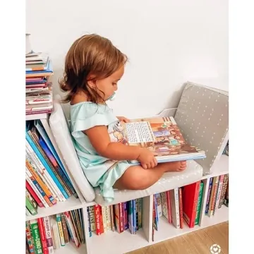 KidKraft Wooden Bookcase with Cozy Reading Nook