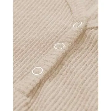 MEROKEETY Women's V Neck Tank Tops Summer Sleeveless Ribbed Button Casual Henley Shirts, Almond, S